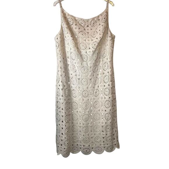 Donna Karan New York Boat Neck Lace Sleeveless Shift Dress Women's Size 16 - Picture 5 of 16